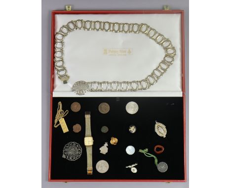 Four various vintage coins; a Rotary lady’s wristwatch; various items of costume jewellery, etc. 