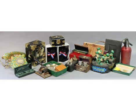 Two Merrythought teddy bears, boxed; a Waddington’s “Monopoly” game; a Soda syphon bottle; &amp; sundry other items. 