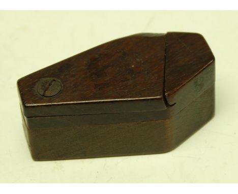A George III novelty puzzle snuff box in the form of a coffin, 7cm long, c.1820