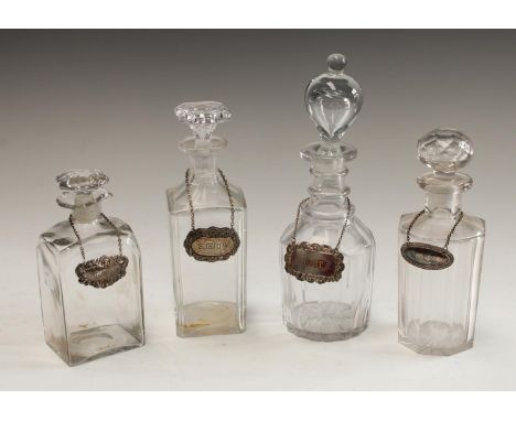 A 19th century decanter and label, Port; three others similar, Brandy and Sherry (2) [4]