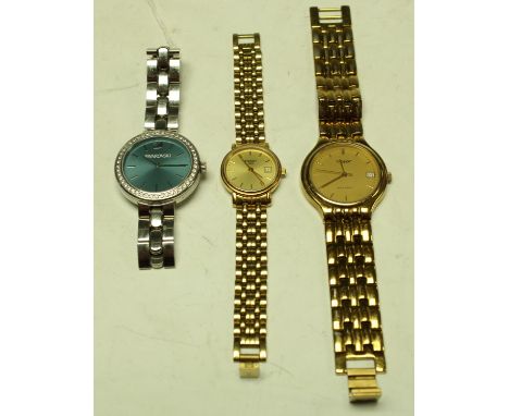 A Tissot gentleman's stainless steel gold plated Stylist wristwatch, baton indicators, date aperture; a similar Tissot lady's