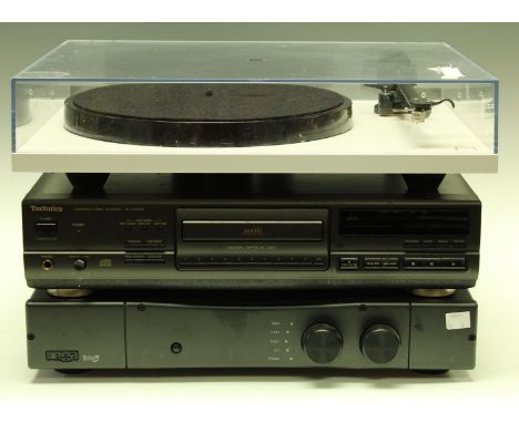 A Rega Planar P1 turntable; a Rega Brio3 amplifier; a Technics double CD player (3)
