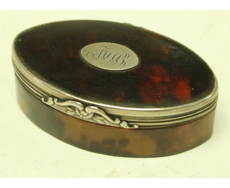 A George III navette shaped tortoiseshell snuff box circa 1780