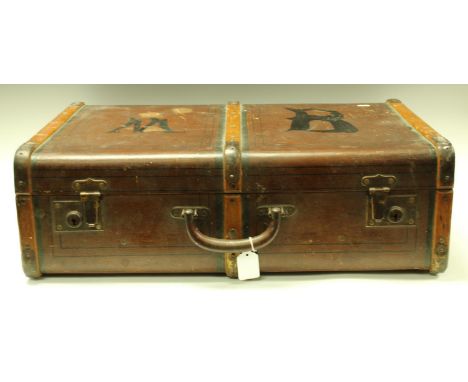 Vintage Luggage- an Elpra retro suitcase, imitating wood, early 20th century 