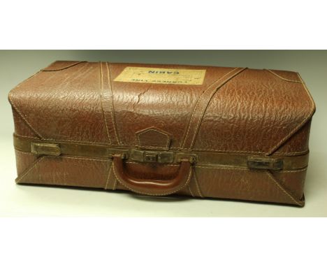 A mid 20th century travelling trunk/case, bearing label for Furness Line, SS Pacific Reliance
