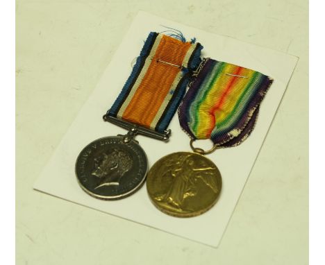 Medals, World War I, a pair, British War and Victory, named to M-337654 Pte Ernest W Farmer, Army Service Corps, Medal Index 