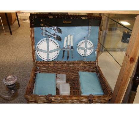 A SIRRAM PICNIC BASKET & CONTENTS
