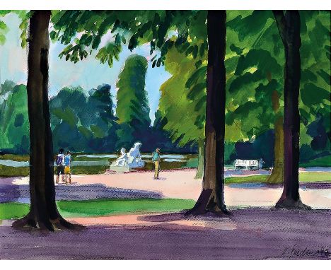 Heinz Friedrich, 1924-2018 Schwetzingen,  Im Schwetzinger Schloßpark, Aquarell auf Papier, rechts unten signiert und dat. 99,