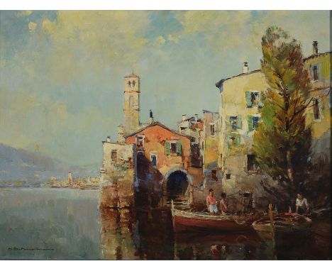 Hermann Schmidtmann, 1896-1971,  Blick auf Maccagno am Lago Maggiore, Öl/Lwd, links unten signiert, ca. 60x80cm, R. ca. 63x83