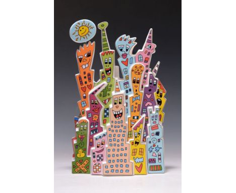 Porzellanobjekt Entwurf James Rizzi,  'Day and Night' James Rizzi für Goebel, Bodenseitig Firmenstempel, Goebel Artis Orbis- 