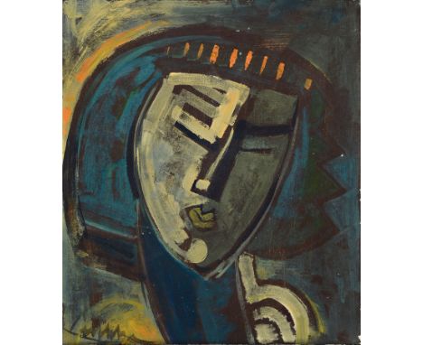 Christian Peschke, 1946-2017,  Porträt, Öl/Malkarton, signiert, ca. 45x39cm, R.Christian Peschke, 1946-2017, portrait, oil/ca