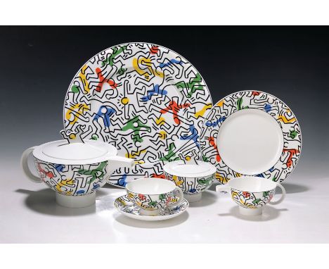 Keith Haring, Reading Pennsylvania 1958 - New York 1990,  Service ' No. 1 Spirit of Art', komplett für 6 Personen, Bone China