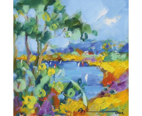 Adrien Moroni, geb. 1943 Monaco,  Studium in Nizza, hier: Eze sur mer, Öl/Lwd, rechts unten signiert, rückseitig betitelt und