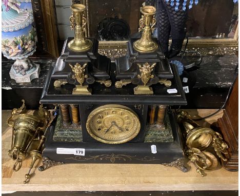 MANTLE CLOCK &amp; GARNITURE (A/F)