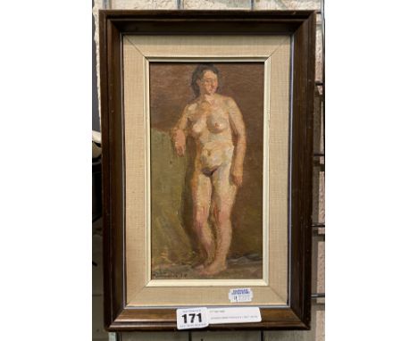 ARKADI MARTIROSOV (1927-2015) ''STANDING MODEL'' 1050 OIL ON BOARD 24CMS X 13.5CMS