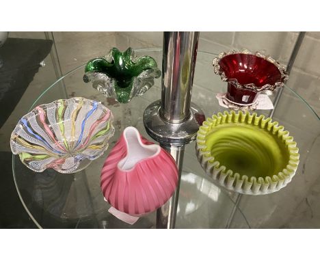 5 ART GLASS PIECES TO INCLUDE MURANO
