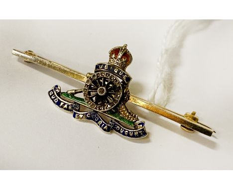 9 CARAT GOLD &amp; DIAMOND/ENAMEL BROOCH