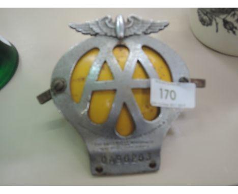 A vintage enamel and cast A.A car badge Motor club