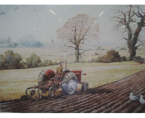 Two framed tractor prints, 'Autumn Plough' after Anthony Forster 59/850 and a 'Little Grey Fergie' print