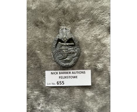 Militaria : German Army/Waffen SS Tank Battle Badge in Silver. Condition GVF