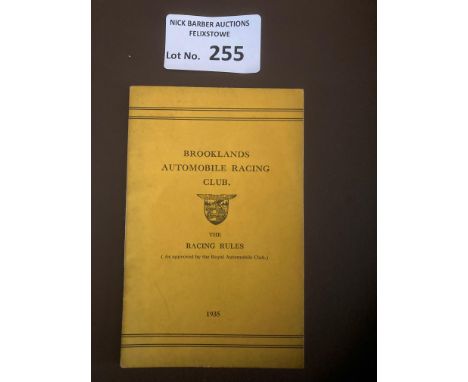 Motor Racing : Brooklands - Automobile Racing Club - Racing Rules - booklet 1935 - rare - in fine cond - 16 pages