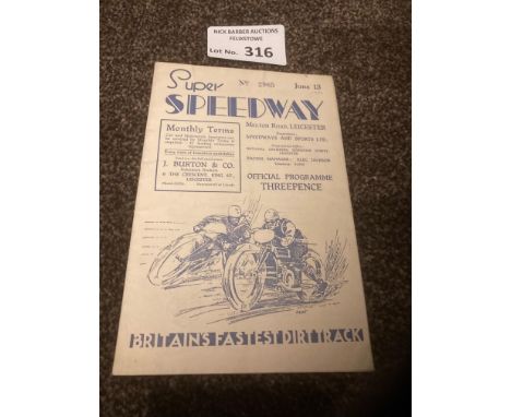 Speedway : Leicester Super v Glasgow Tigers 13/6/1931 programme - super rare item in great condition 