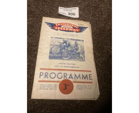 Speedway : Eastbourne - The Hailsham Cup 25/04/1937 - creases &amp; grubby programme but very rare item
