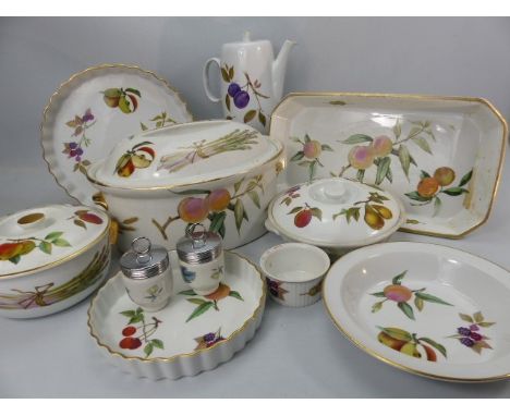 Selection of Royal Worcester Evesham tableware over two shelves