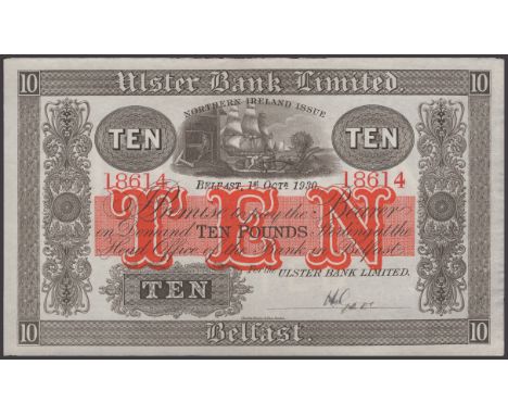 Ulster Bank Limited, £10, 1 October 1930, serial number 18614, manuscript Gore signature, extremely fine, scarce in this grad