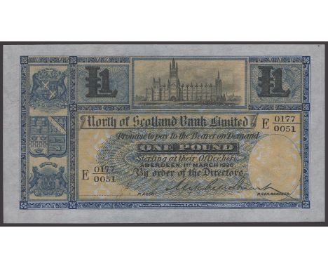 North of Scotland Bank Limited, £1, 1 March 1926, serial number E0177/0051, Stuart signature lower right, manuscript signatur