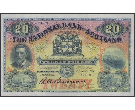 National Bank of Scotland Limited, £20, 6 July 1942, serial number A131-021, Bremner signature and one manuscript signature, 