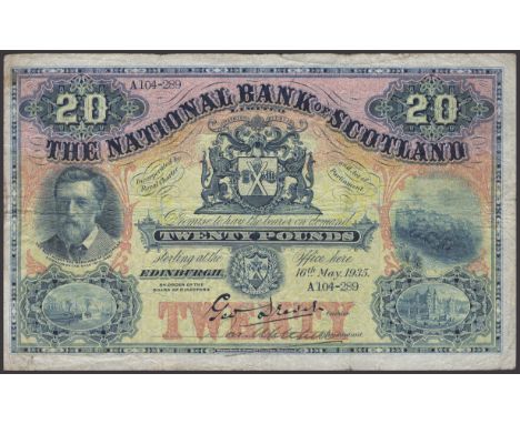 National Bank of Scotland Limited, £20, 16 May 1935, serial number A104-289, Drever signature and one manuscript signature, p