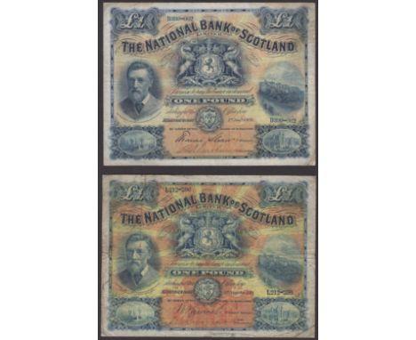 National Bank of Scotland Limited, £1 (2), 1 January 1903, serial number D399-662, printed T.Shaw signature on behalf of mana