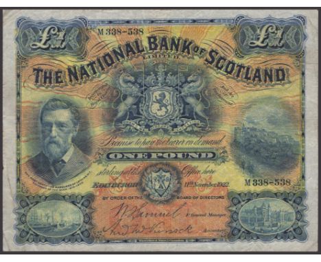 National Bank of Scotland Limited, £1, 11 November 1922, serial number M338-538, Samuel and one other manuscript signature, g