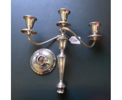 A Gorham sterling silver three branch candlestick (AF).