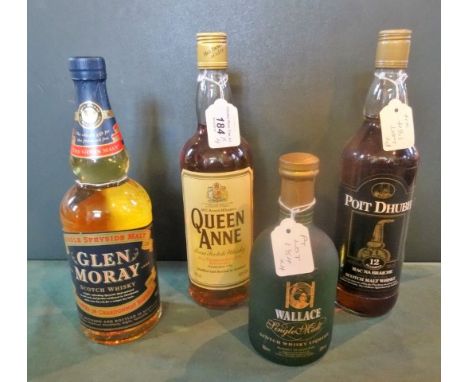 Four bottles of whisky, to include: Queen Anne Rare Scotch Whisky, 75cl, Glen Moray Scotch Whisky, 70cl, Poit Dhubh Scotch Ma