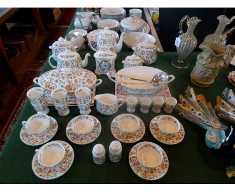 A good quantity of Minton Haddon Hall tablewares, to include: teapot, coffee pot, covered sugar bowls, tureens, cups, saucers