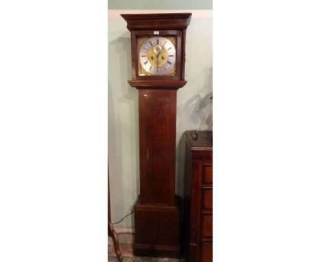 A 19th century oak longcase clock, the brass and silvered dial signed Thomas Deykin, Worcester, the eight day movement striki