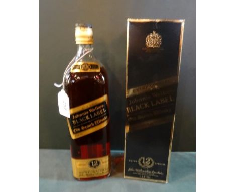 A bottle of Johnnie Walker Black Label Old Scotch Whisky, 1ltr, aged 12 years, in original box.