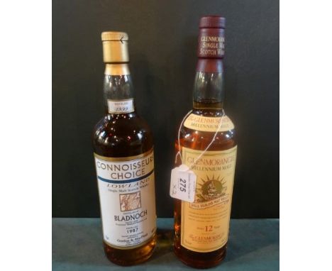 A bottle of Glenmorangie Millennium Malt, aged 12 years, 70cl, together with a bottle of Bladnoch Connoisseurs Choice Lowland