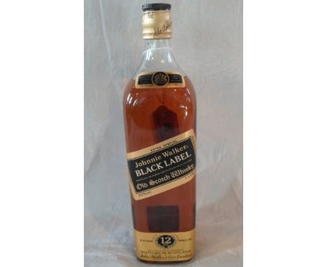 A bottle of Johnnie Walker Black Label Old Scotch Whisky, aged 12 years, 1ltr, 43% vol.