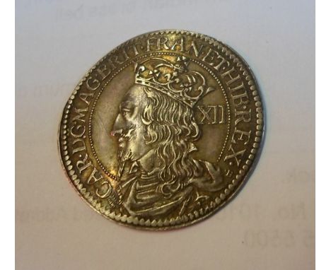 A Charles I Scottish twelve shilling coin, first type.