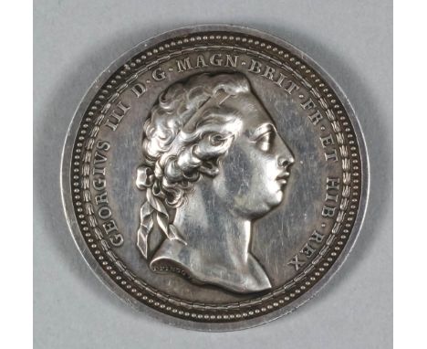 A George III silver "Royal Academy Prize Medal" designed by T. Pingo, the obverse with portrait with monarch looking right, t