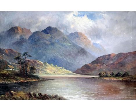 Frederick Jamieson (fl. 1910-1940) - Oil painting - "Loch Earn, Perthshire", canvas 16ins x 24ins, signed, in gilt and painte