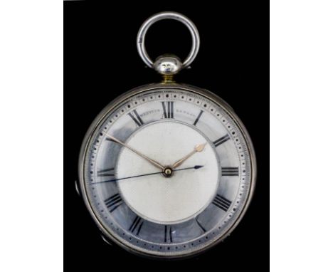 A George IV silver cased watch by Richard Webster, 43 Cornhill, London, No. 5479, the silvered dial with engine turned dial c