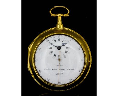 A George III gilt metal pair cased "Doctor's" watch by Jessop, Southampton Street, Strand, London, No. 2267, the white enamel