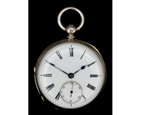 A Victorian silver cased pocket watch by Adam Burdess of Coventry, No. 9470, the white enamel dial with Roman numerals, blued