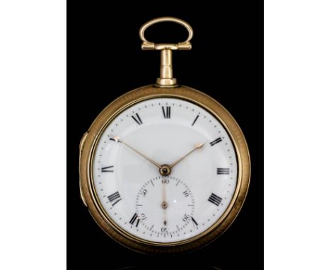 A George III 18ct gold pair cased pocket watch by Barwise of London, No. 3158, the white enamel dial with Roman numerals, sub