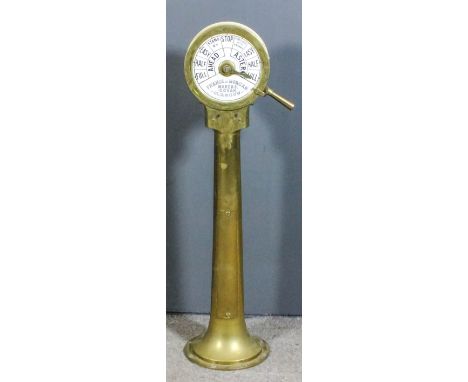 A late 19th Century brass binnacle compass on column on hexagonal base, with binnacle lamps by Kelvin Bottomley &amp; Baird L