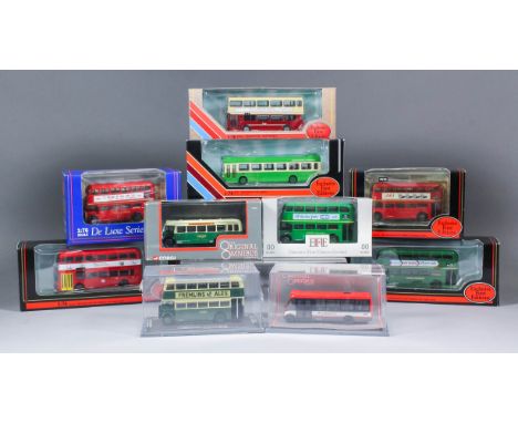 A large collection of diecast model buses, coaches and trams, including - "Exclusive First Editions" by Gilbow, and "The Orig